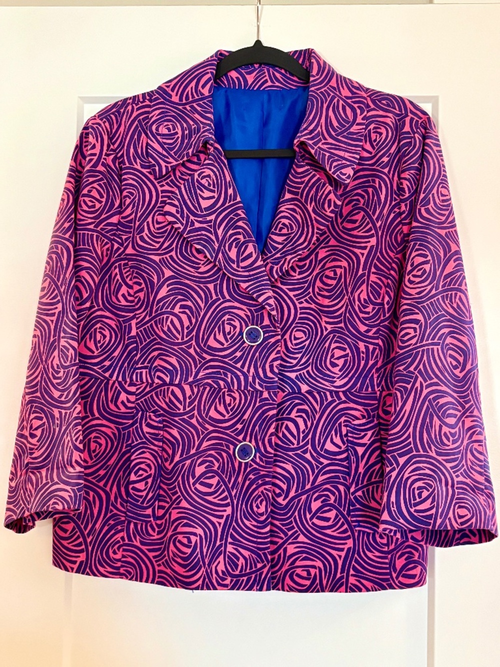 Rafaella Magenta Pink Purple Abstract Floral Swirl Blazer/Jacket